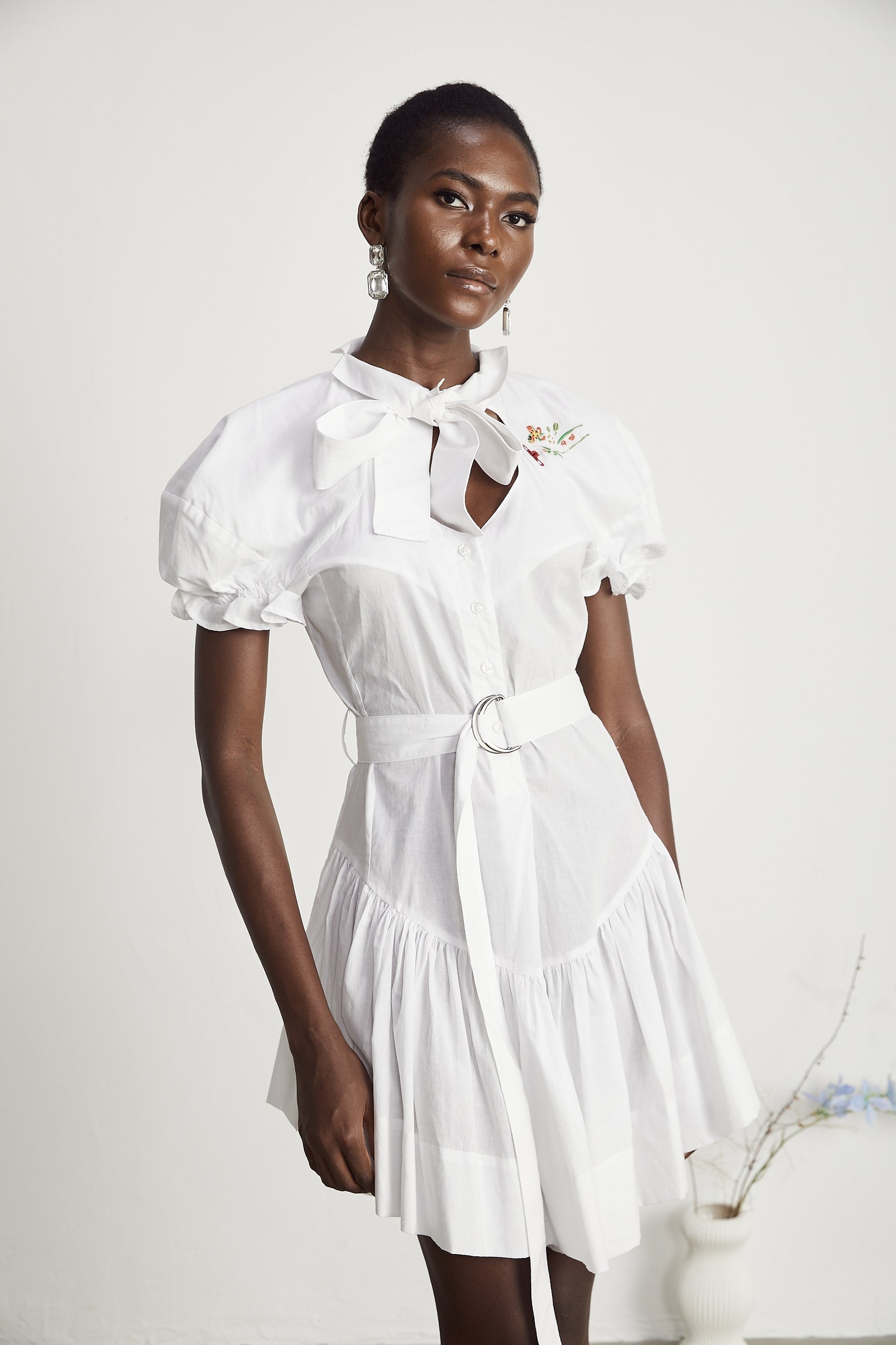Emmanuela floralembroidered mini dress