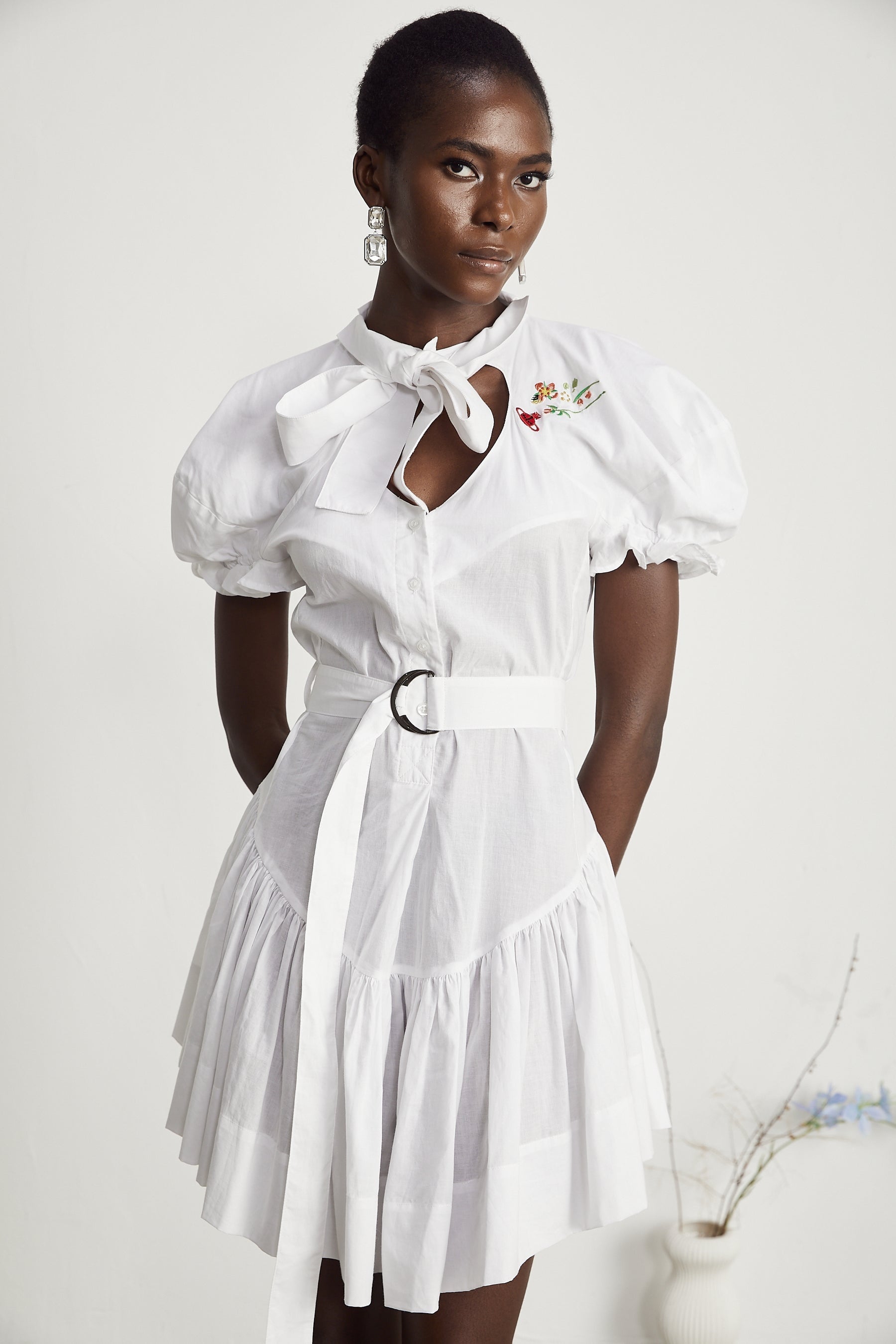 Emmanuela floralembroidered mini dress