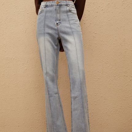 Emmanuelle Blue Faded Flared Jeans