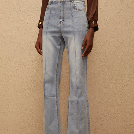 Emmanuelle Blue Faded Flared Jeans