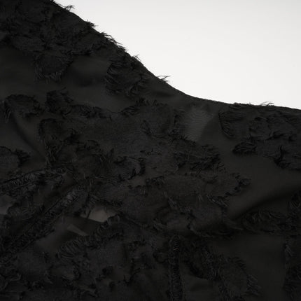 Emmelina Black Lace Maxi Dress with Floral Details