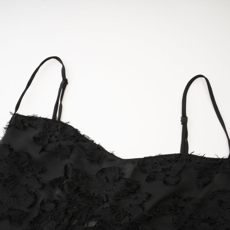 Emmelina Black Lace Maxi Dress with Floral Details