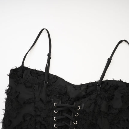Emmelina Black Lace Maxi Dress with Floral Details