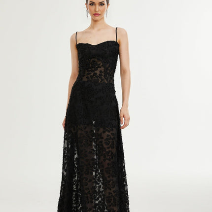 Emmelina Black Lace Maxi Dress