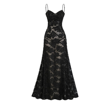 Emmelina Black Lace Maxi Dress