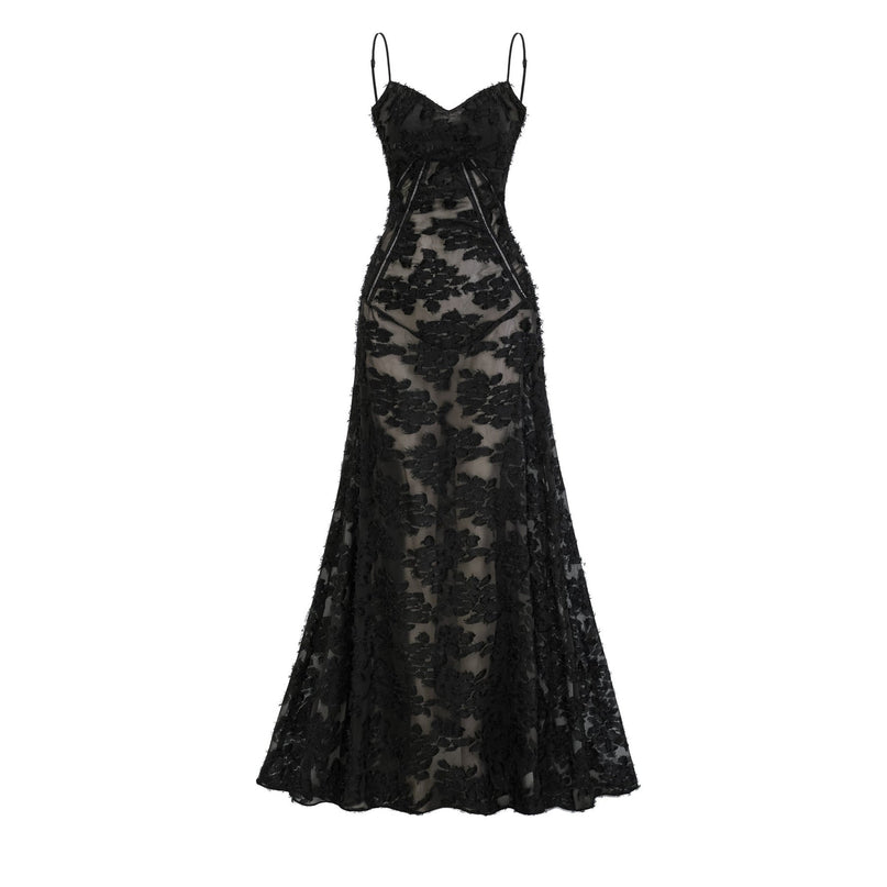 Emmelina Black Lace Maxi Dress