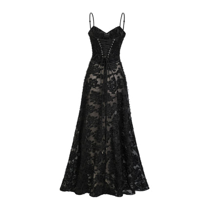 Emmelina Black Lace Maxi Dress