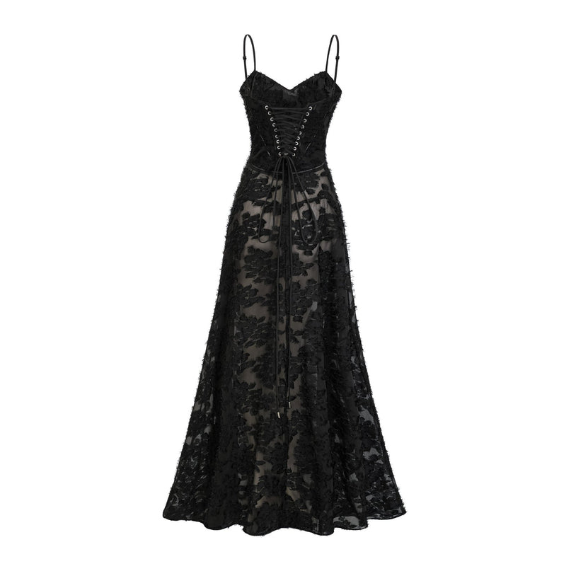 Emmelina Black Lace Maxi Dress