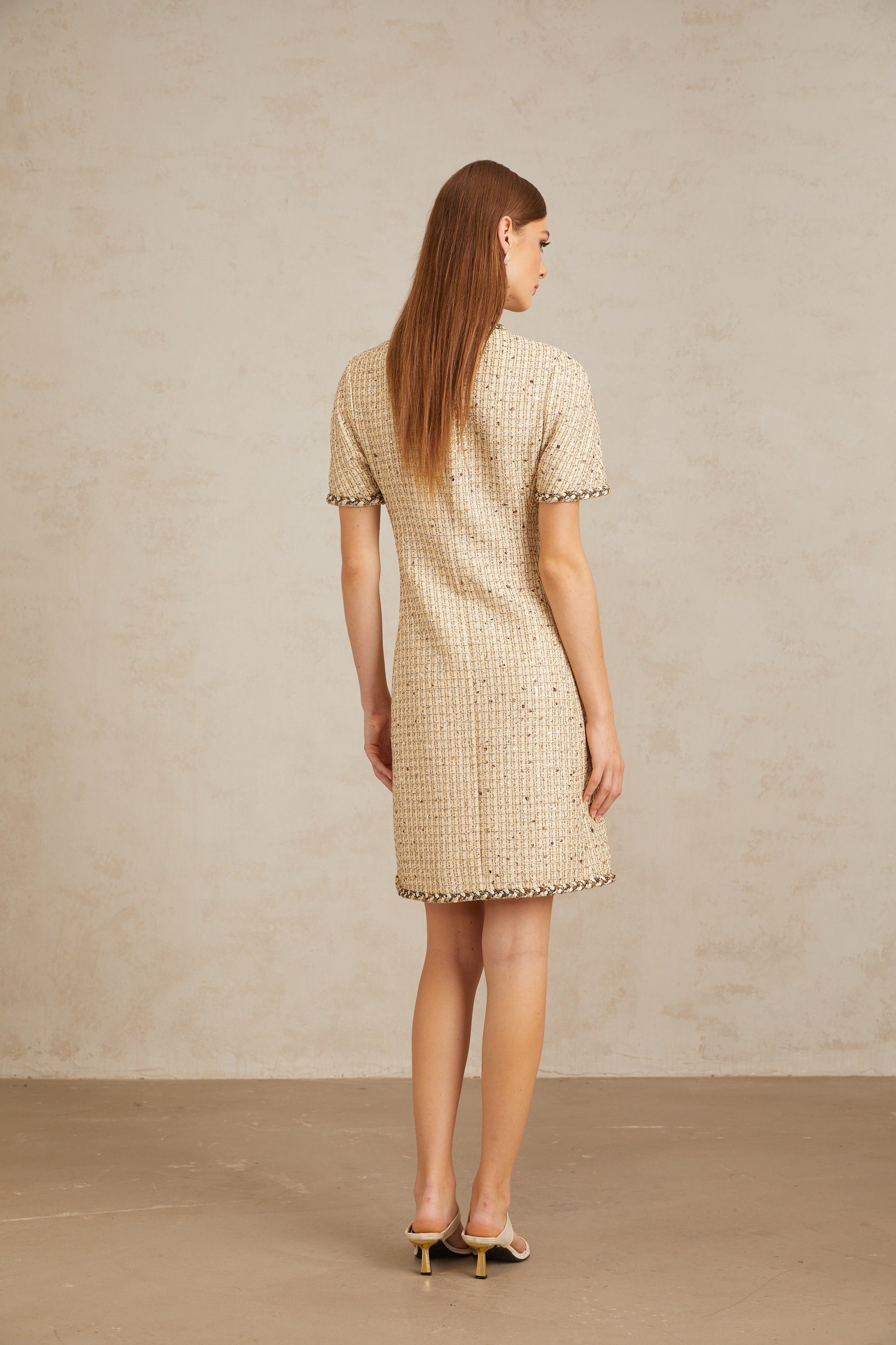 Énergie Neutral ALine Tweed Mini Dress