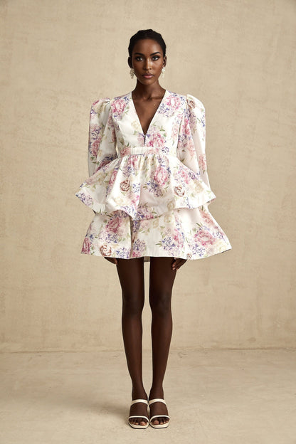 Enora floralprint tiered mini dress