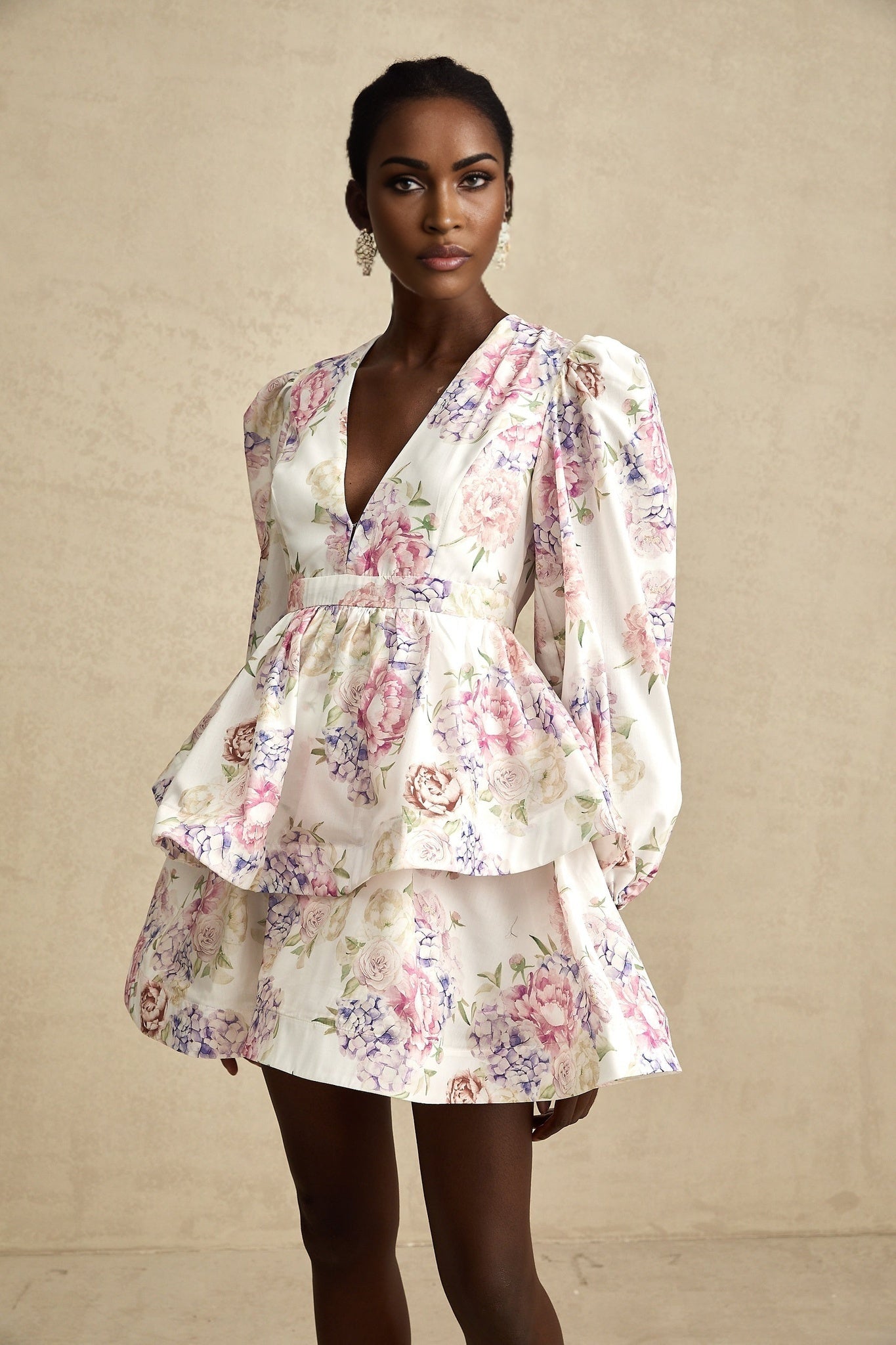 Enora floralprint tiered mini dress