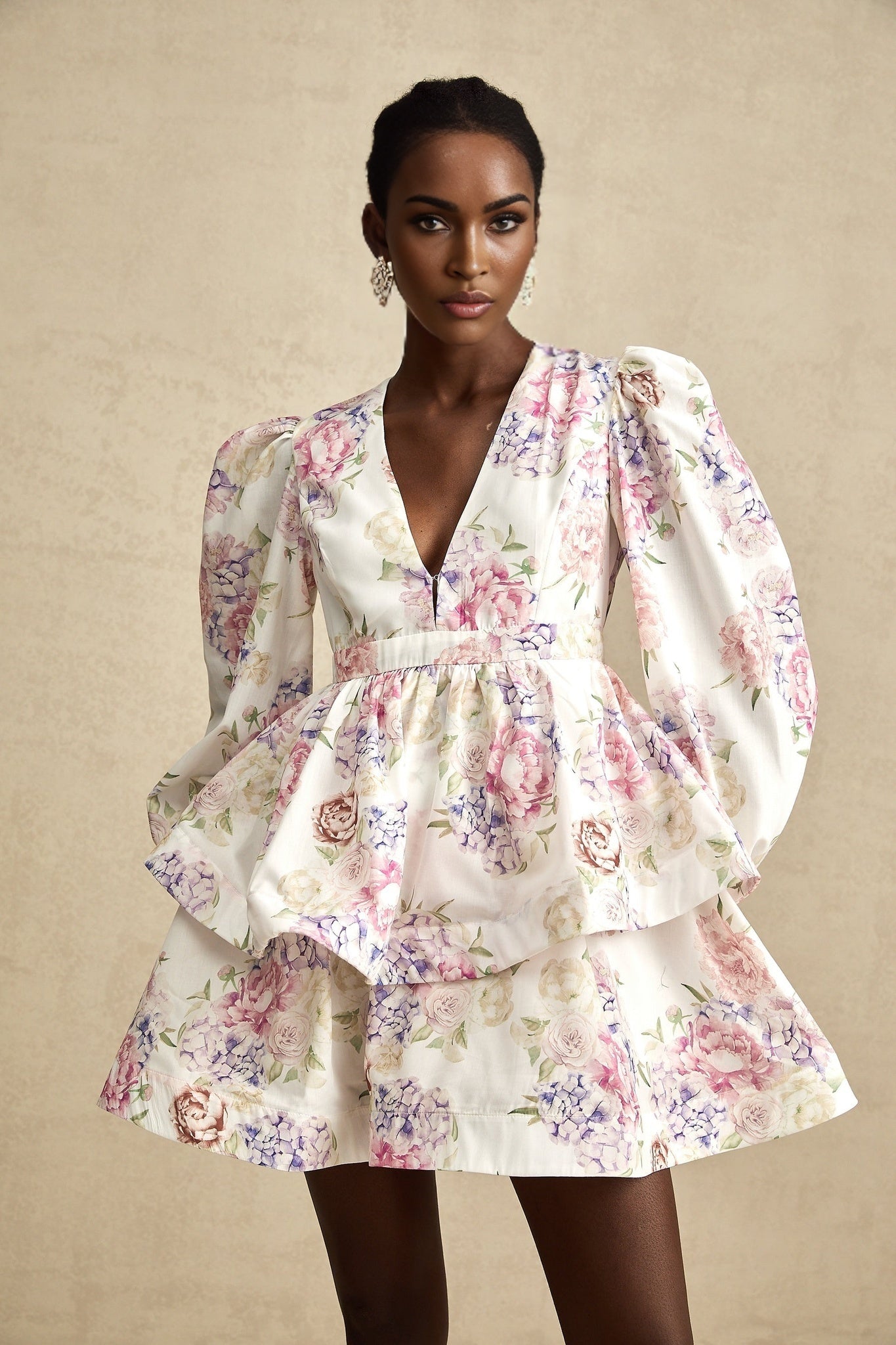 Enora floralprint tiered mini dress