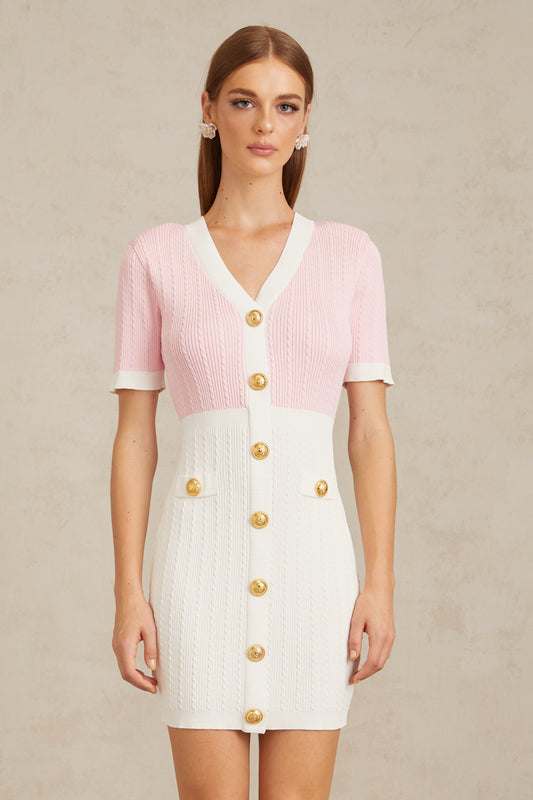 Épure Pink Ribbed Knit Mini Dress