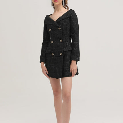 Erin Black Tweed Mantelkleid Dress Coat
