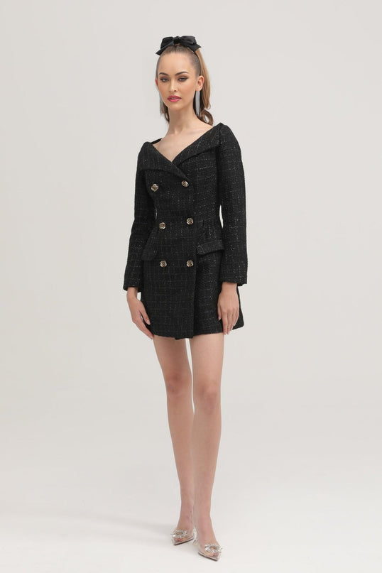 Erin Black Tweed Mantelkleid Dress Coat