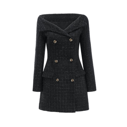 Erin Black Tweed Mantelkleid Dress Coat