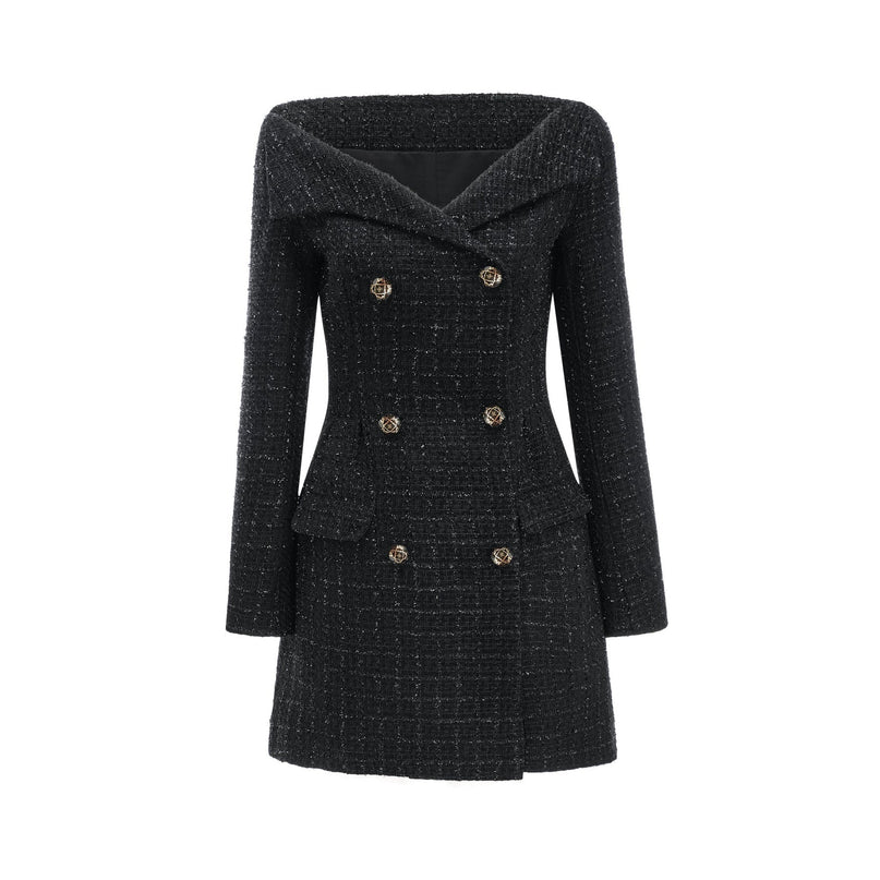 Erin Black Tweed Mantelkleid Dress Coat