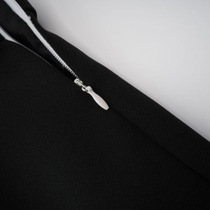 Ermione Black and White Crystal Embellished Mini Dress with Bow Detailing