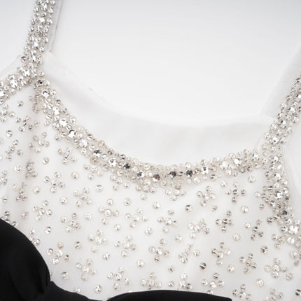 Ermione Black and White Crystal Embellished Mini Dress