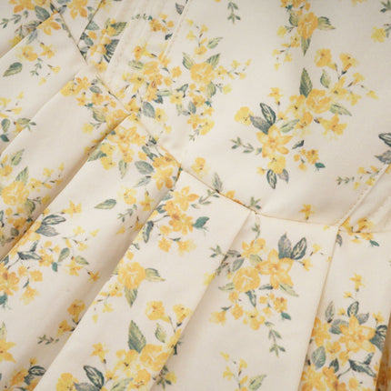 Ermione Yellow Floral Pleated Layers Mini Dress