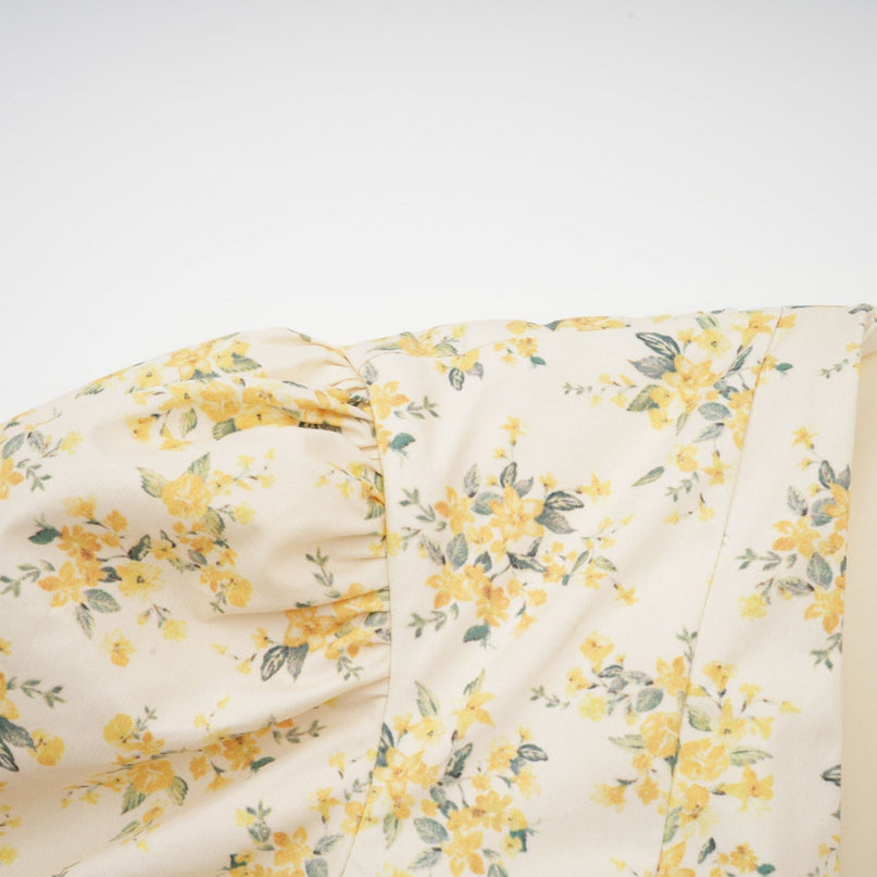Ermione Yellow Floral Pleated Layers Mini Dress