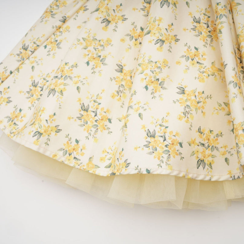 Ermione Yellow Floral Pleated Mini Dress Layers