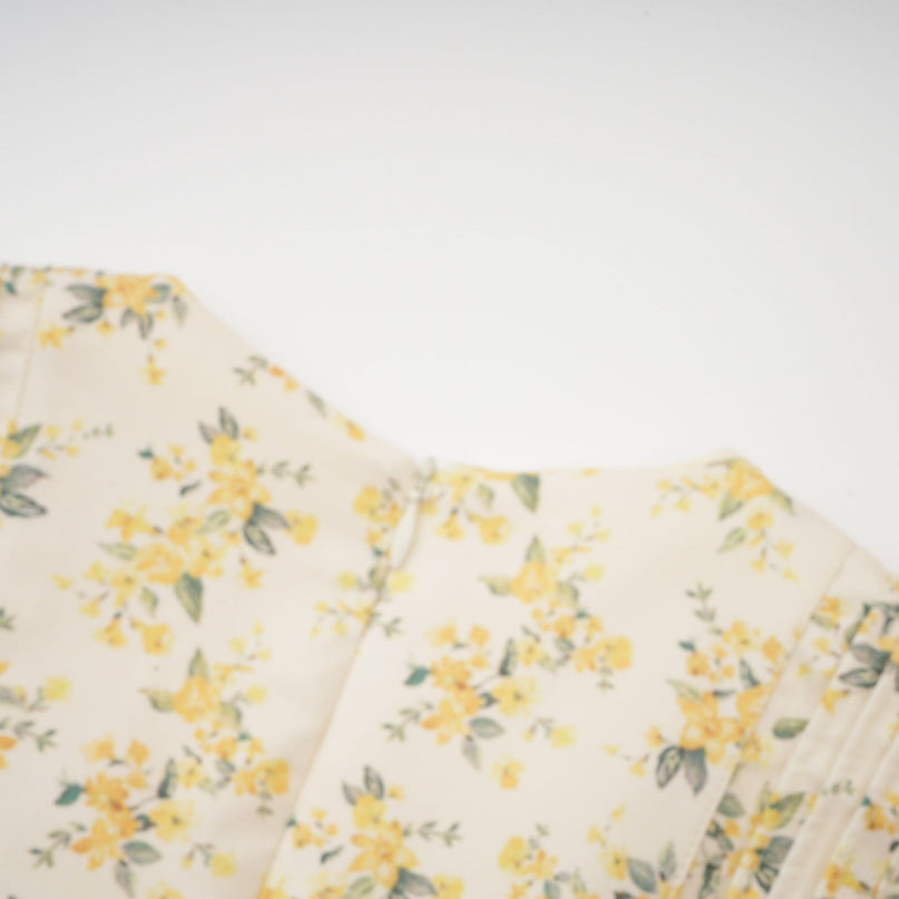 Ermione Yellow Floral Pleated Mini Dress Layers