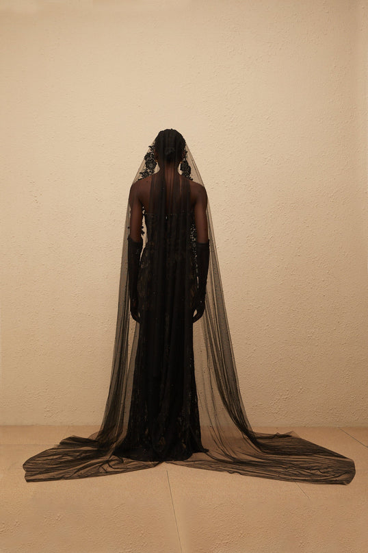 Esme Black Lace Sequin Maxi Dress