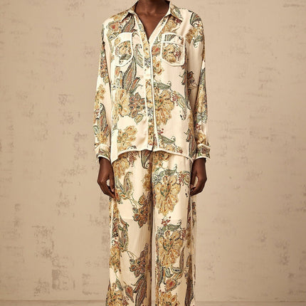 Esme Neutrals Floral Print Shirt Trousers Set