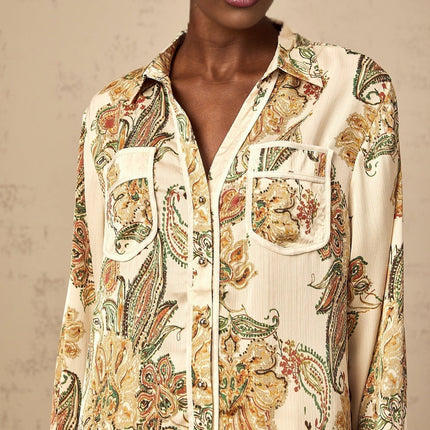 Esme Neutrals Floral Print Shirt Trousers Set