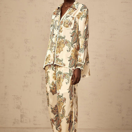 Esme Neutrals Floral Print Shirt Trousers Set