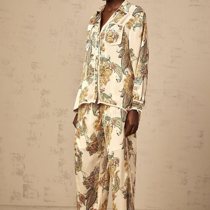 Esme Neutrals Floral Print Shirt Trousers Set