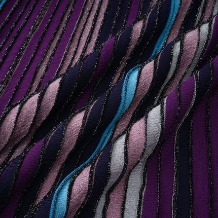 Esme Purple Sequin Striped Knit Metallic Maxi Dress