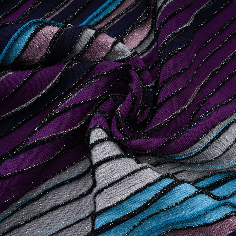 Esme Purple Sequin Striped Knit Metallic Maxi Dress