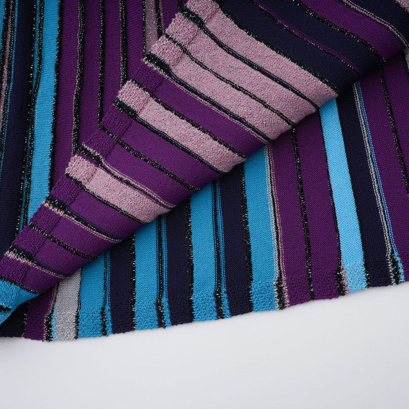 Esme Purple Sequin Striped Knit Metallic Maxi Dress