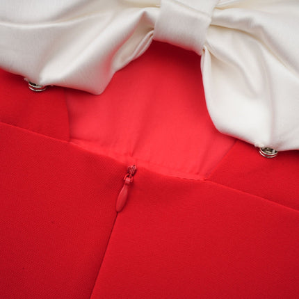 Esme Red Mini Dress with Bow Detailing and Cut-Out Back