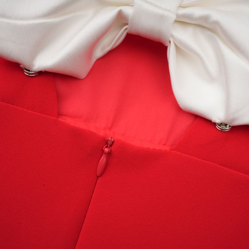Esme Red Mini Dress with Bow Detailing and Cut-Out Back