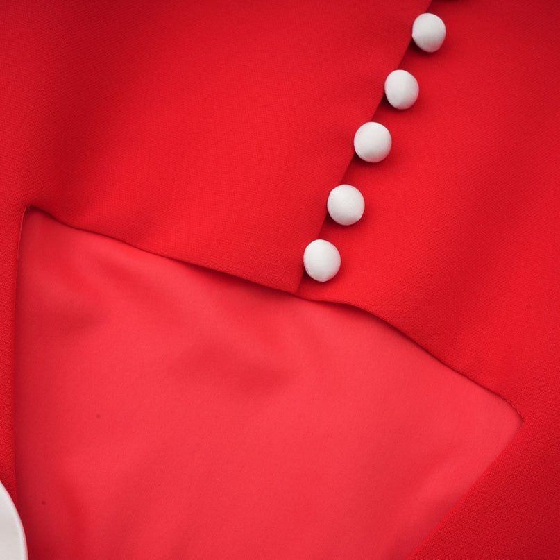 Esme Red Terylene Mini Dress with Bow Detailing and Cut-Out Back