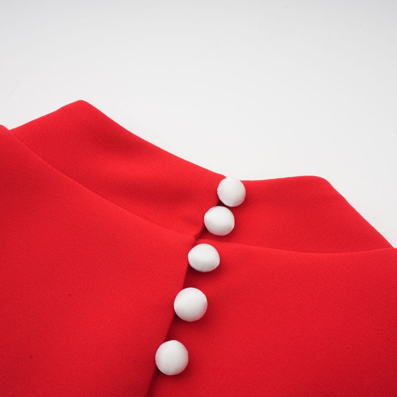 Esme Red Terylene Mini Dress with Bow Detailing and Cut-Out Back