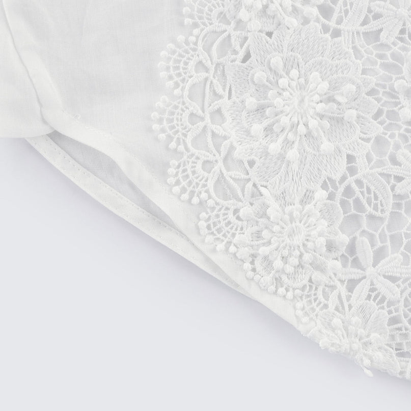 Esme White Lace Embroidered Cut Out & Buttoned Shirt
