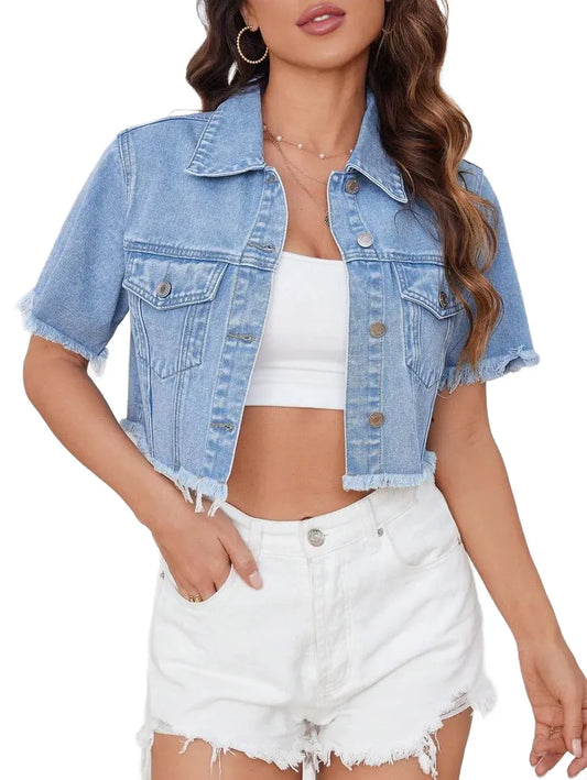 Essnce Frayed Edge Washed Denim Jacket