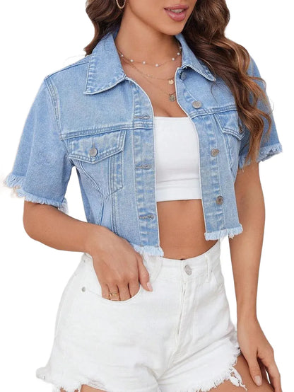 Essnce Frayed Edge Washed Denim Jacket