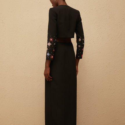 Sophisticated Étoile Black Embellished Top & Skirt Set for women