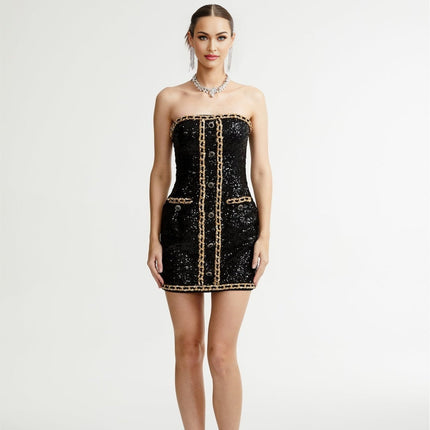 Eulalia black embellished mini dress