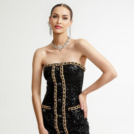 Eulalia black embellished mini dress