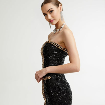 Eulalia black embellished mini dress