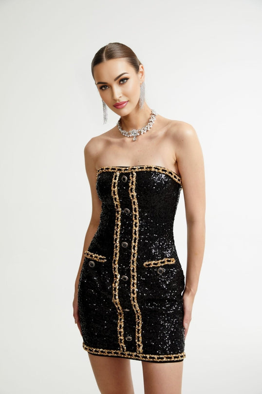 Eulalia black embellished mini dress