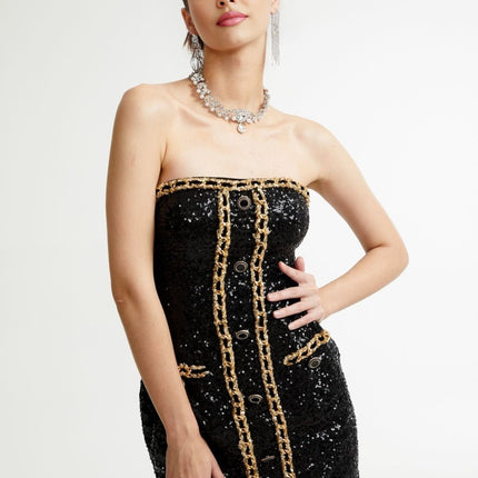 Eulalia black embellished mini dress