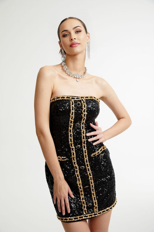 Eulalia black embellished mini dress
