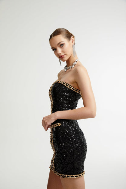 Eulalia black embellished mini dress